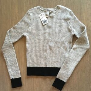 NWT - Forever 21 Black Trip Cropped Sweater